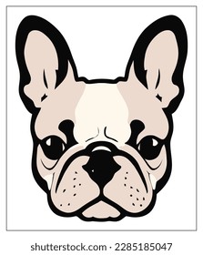 Funny Bulldog face, isolated vector illustration for kids and adults.