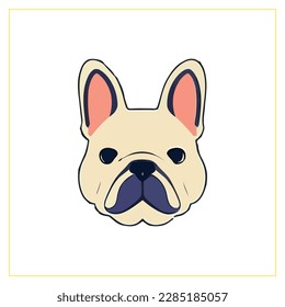 Funny Bulldog face, isolated vector illustration for kids and adults.