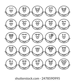 funny bun emoji icons set vector illustration