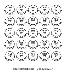 funny bun emoji icons set vector illustration