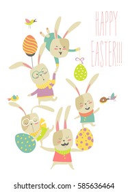 Funny bunnies celebrating Easter