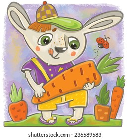 Funny bunny with carrot