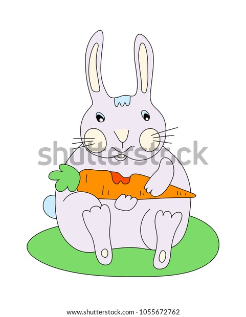 Funny Bunny Carrot Image Children Cartoon Stock Vector (royalty Free 