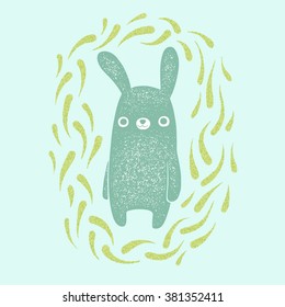 Funny bunny, children charackter,  vector illustration
