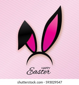 Funny Bunny Easter ears greeting card. Paper cut style
