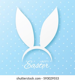 Funny Bunny Easter ears greeting card. Paper cut style