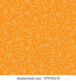 funny bunny Easter pattern. Vector seamless doodle easter pattern with Easter bunnies