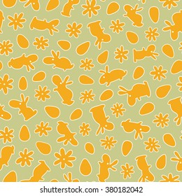 funny bunny Easter pattern. Vector seamless doodle easter pattern with Easter bunnies