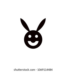 Funny bunny face vector icon