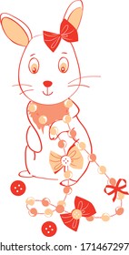 Funny bunny girl vector character illustration