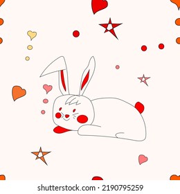 conejito divertido. dibujado a mano. fondo claro. ilustración vectorial de alta calidad.patrón transparente .para su trabajo de diseño
