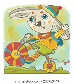 Funny Bunny on a bike