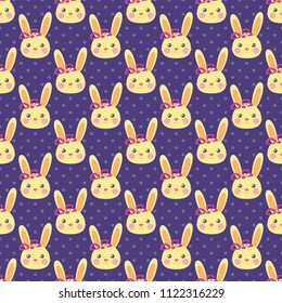 Funny bunny pattern, Seamless vector illustration with cute characters