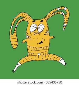 Funny Bunny rabbit character hands drawn