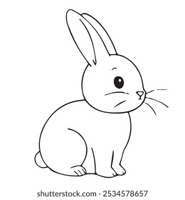 Funny Bunny Rabbit coloring page vector for kids,Animal coloring page