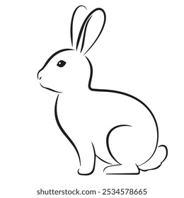 Funny Bunny Rabbit coloring page vector for kids,Animal coloring page