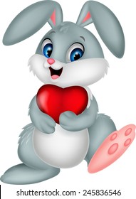 Funny bunny with red heart love
