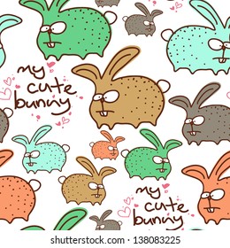 Funny bunny seamless texture. Vector illustration