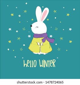 funny bunny and slogan vector print