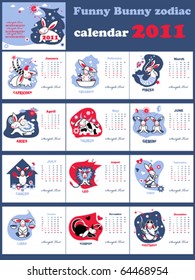 Funny bunny zodiac calendar, month?s set.