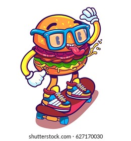 Funny burger character. 