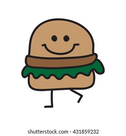 Funny burger doodle style vector illustration 