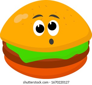 Funny burger, illustration, vector on white background.