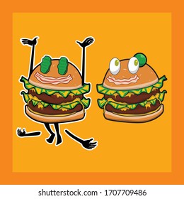 una hamburguesa divertida con muchos ingredientes.