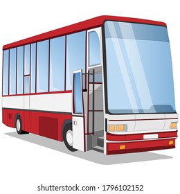 Funny bus. Isolated on white background. Vector illustration.