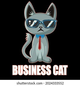 funny business cat wo wide neck sweat design vector illustration for use in design and print wall art poster canvas