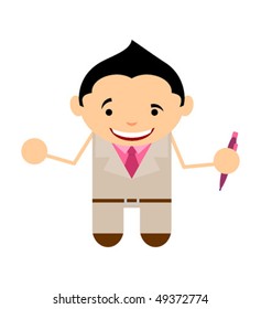 Funny business coach with a pen in hand