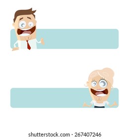 funny business people with blank banner