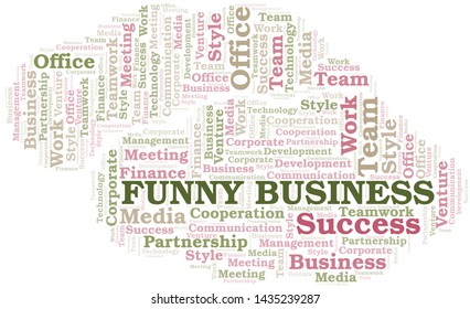 Funny Business word cloud. Collage made with text only.