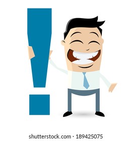 funny businessman with exclamation mark