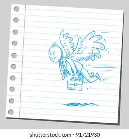 Funny businessman flying