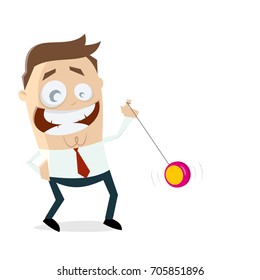 funny businessman playing yoyo