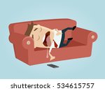 funny businessman sleeping on the sofa