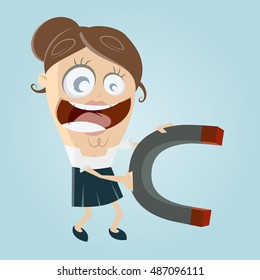 funny businesswoman with big magnet