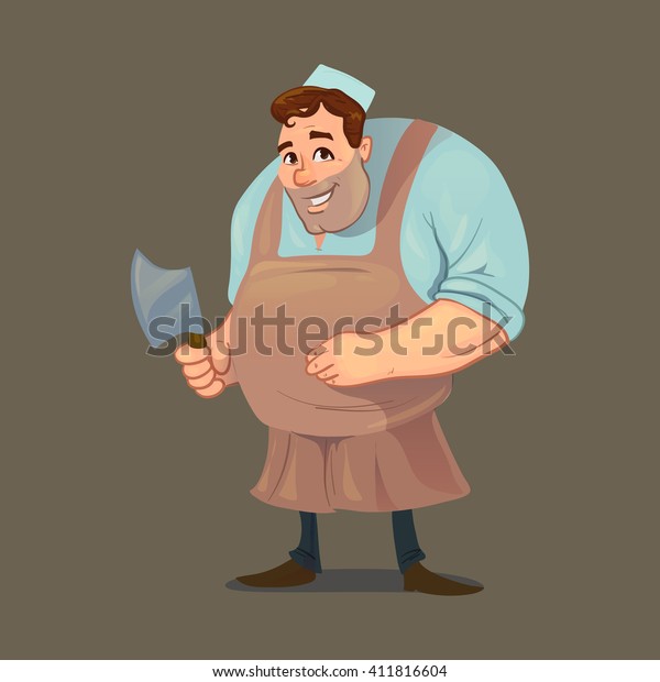 Funny Butcher Cartoon Character Vector Illustration Stock Vector ...