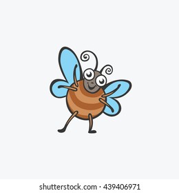 Funny butterfly, beetle. Flat Vector icons for your design