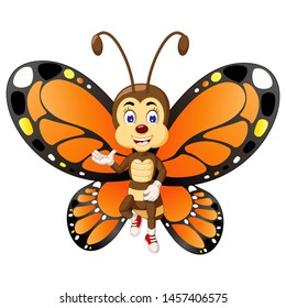 Funny Butterfly Cartoon For Your Design