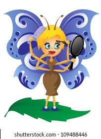 Funny butterfly doing to itself a make up