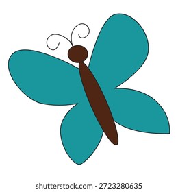 Mariposa divertida sobre fondo blanco