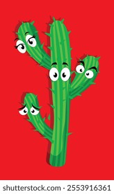 Funny Cactus Cartoon - Playful Desert Character Illustration