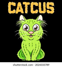 funny cactus cat pun idea design vector illustration for use in design and print wall art poster canvas