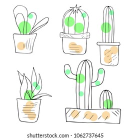 Funny cactus, coloring, Vector illustration