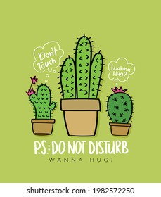 Funny cactus design for fashion graphics, t shirt prints, posters, cards etc