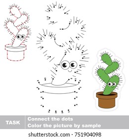 Funny Cactus. Dot to dot educational game for kids.