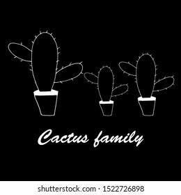 Funny cactus hand drawn flat color illustration. Cute cactus cartoon character. Hand drawing. Positive postcard, notepad element. Black and white