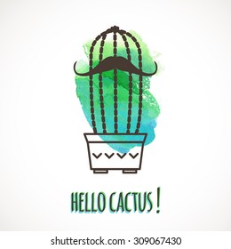 Funny cactus with a mustache.Hello cactus!